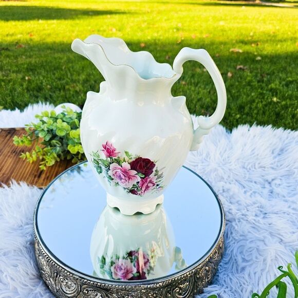 New VTG Formalities By Baum Bros Victorian Rose Detail Classic Ceramic Pitcher. - Picture 4 of 15
